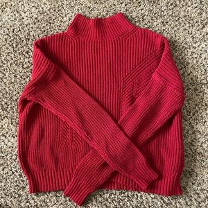 Red mock turtleneck sweater